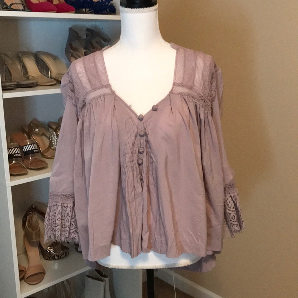 Free people lace button up top s